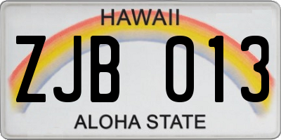 HI license plate ZJB013
