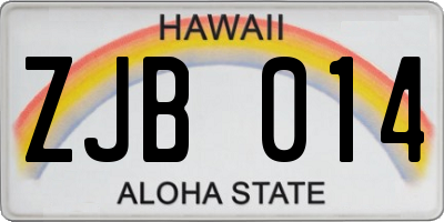 HI license plate ZJB014