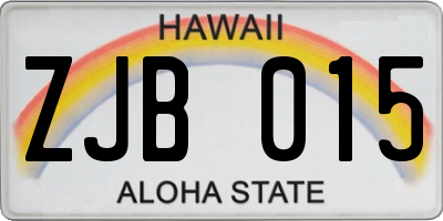 HI license plate ZJB015