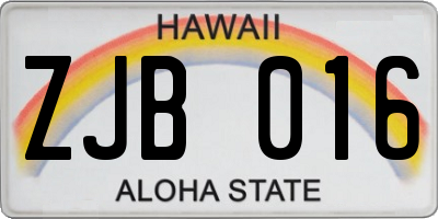 HI license plate ZJB016
