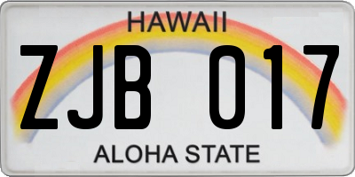 HI license plate ZJB017