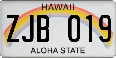 HI license plate ZJB019