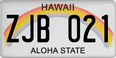 HI license plate ZJB021