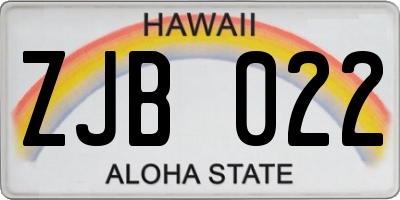 HI license plate ZJB022