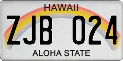 HI license plate ZJB024