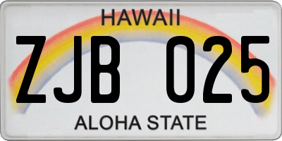 HI license plate ZJB025
