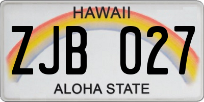 HI license plate ZJB027