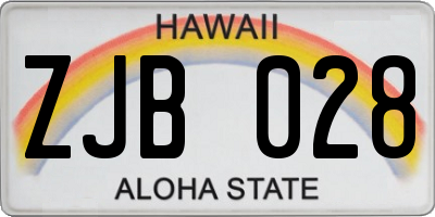HI license plate ZJB028