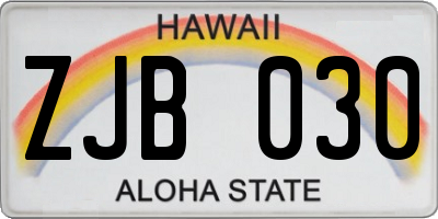 HI license plate ZJB030