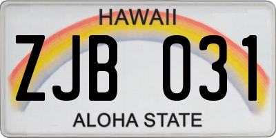 HI license plate ZJB031