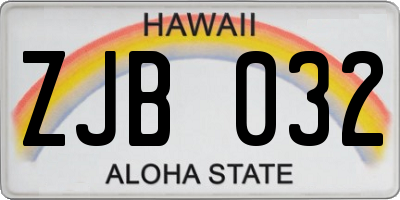 HI license plate ZJB032