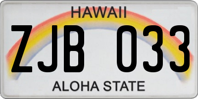 HI license plate ZJB033