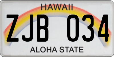 HI license plate ZJB034