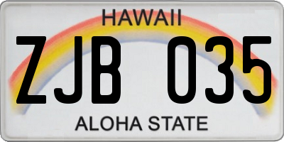 HI license plate ZJB035