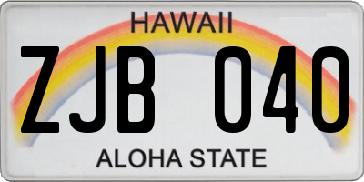 HI license plate ZJB040