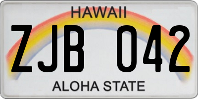 HI license plate ZJB042