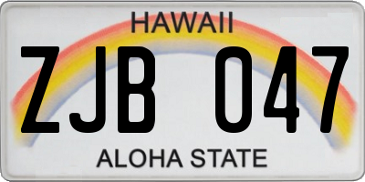 HI license plate ZJB047