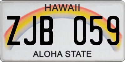 HI license plate ZJB059