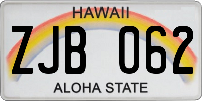 HI license plate ZJB062