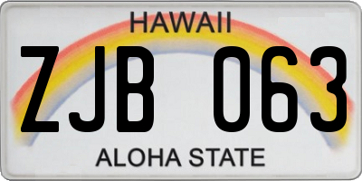 HI license plate ZJB063