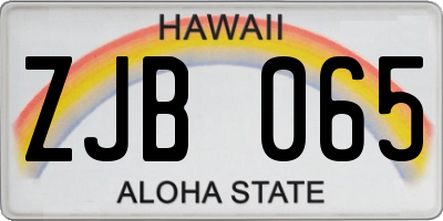 HI license plate ZJB065