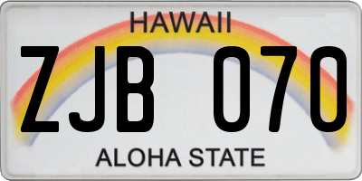 HI license plate ZJB070