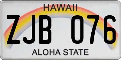 HI license plate ZJB076