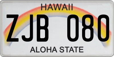 HI license plate ZJB080