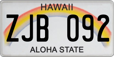 HI license plate ZJB092