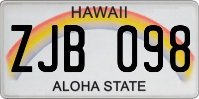 HI license plate ZJB098