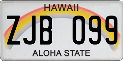 HI license plate ZJB099