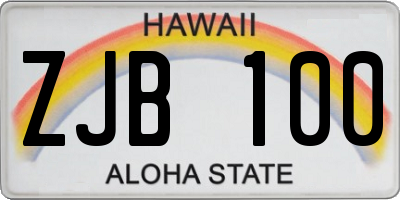 HI license plate ZJB100