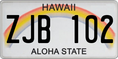 HI license plate ZJB102