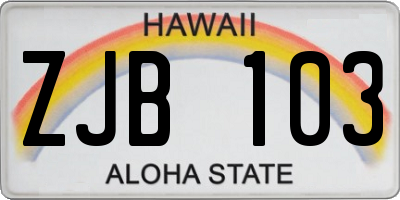 HI license plate ZJB103