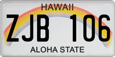 HI license plate ZJB106