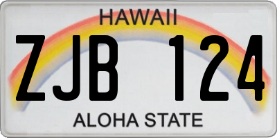 HI license plate ZJB124