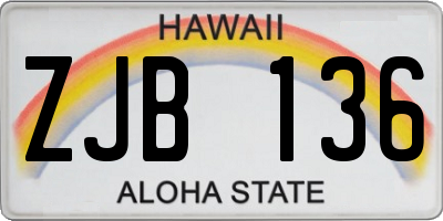 HI license plate ZJB136