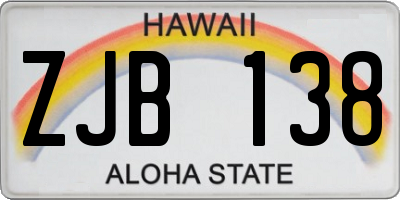 HI license plate ZJB138
