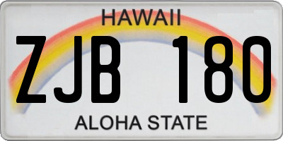 HI license plate ZJB180