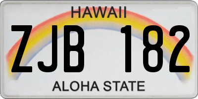 HI license plate ZJB182