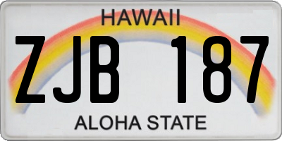 HI license plate ZJB187