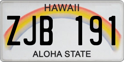 HI license plate ZJB191