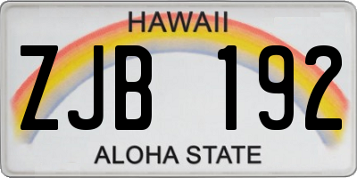 HI license plate ZJB192