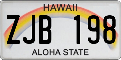 HI license plate ZJB198