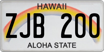 HI license plate ZJB200