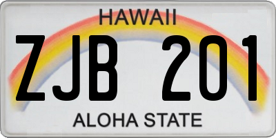 HI license plate ZJB201
