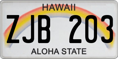 HI license plate ZJB203