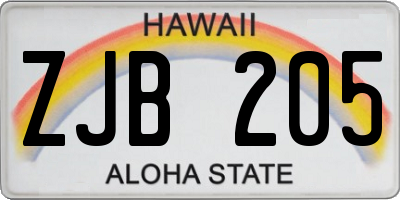 HI license plate ZJB205