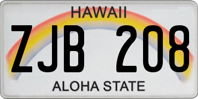 HI license plate ZJB208
