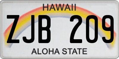 HI license plate ZJB209